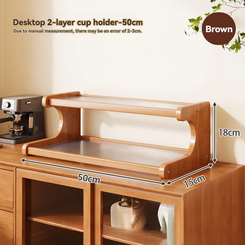 Étagère café en bois de bambou - 2F 50cm