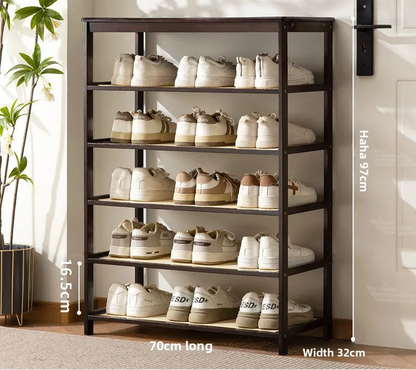 Meuble à chaussure bas d'entrée en bois massif - 6 étages-70cm