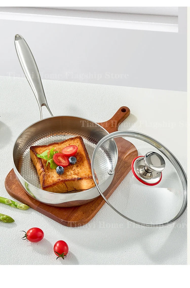 Wok poêle en inox solide -