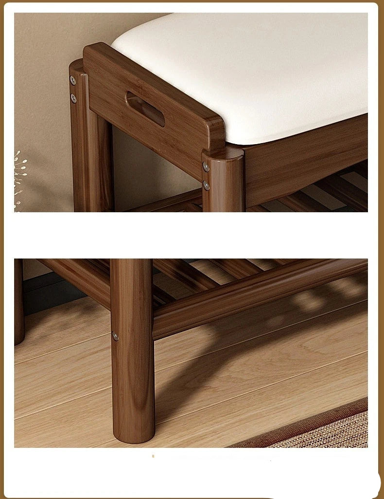 Meuble à chaussure en bois avec tabouret pour l'entrée de la maison -
