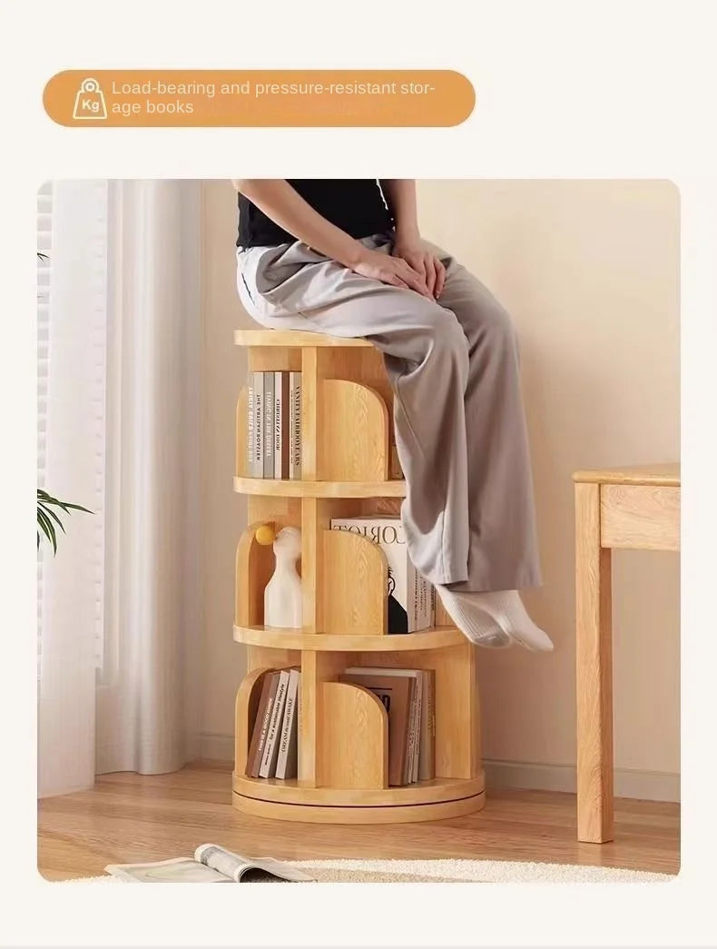 Étagère livre en bois massif pivotante à 360 dégrés -