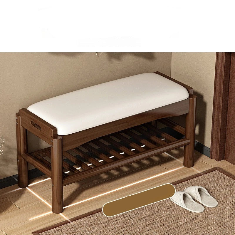Meuble à chaussure en bois avec tabouret pour l'entrée de la maison -