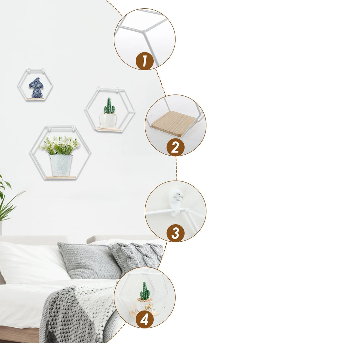 étagère murale en métal 3Pcs -