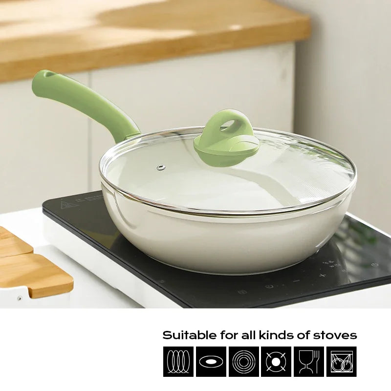 Poêle céramique wok résistant - Vert