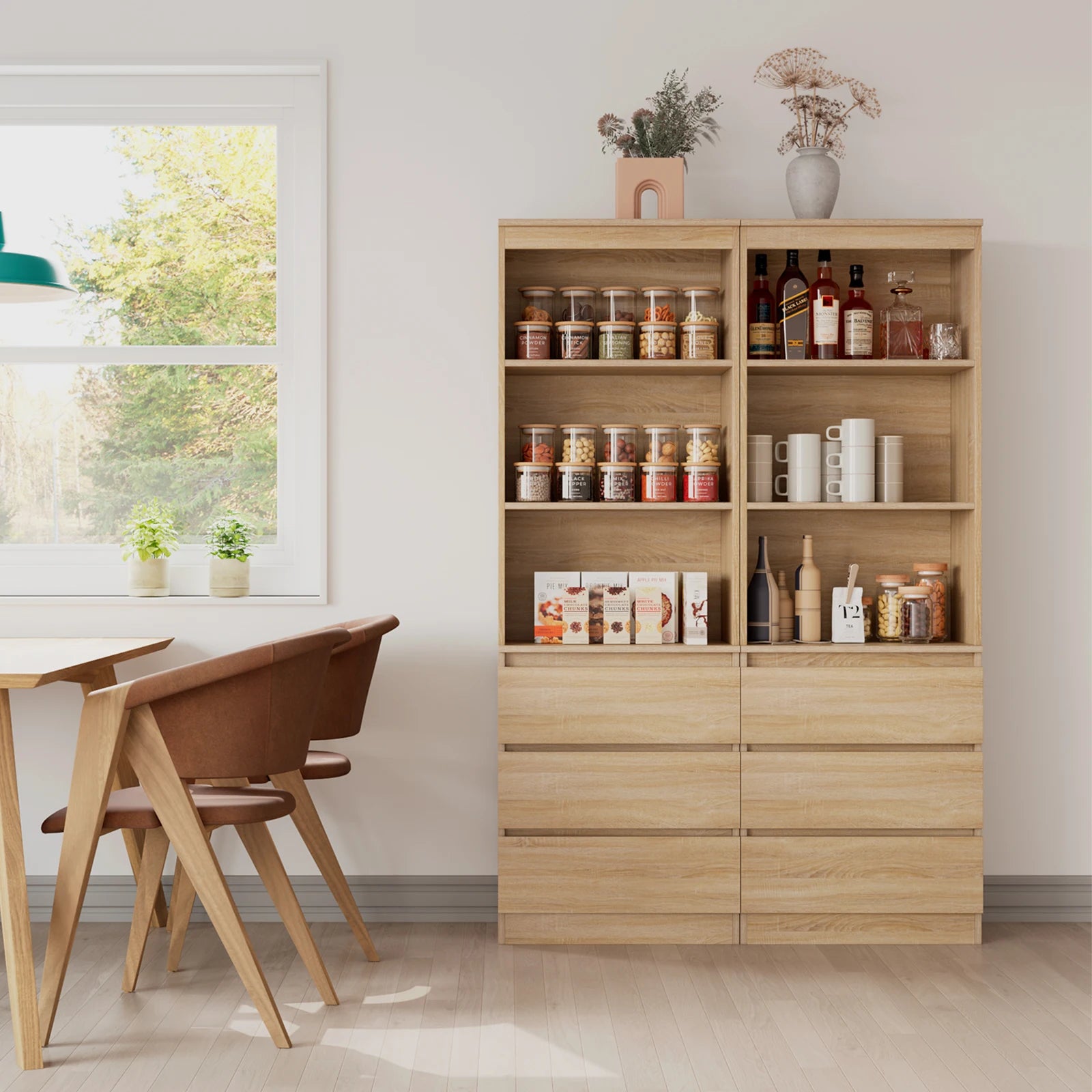 Étagère blanche bois moderne 60x35x180cm -