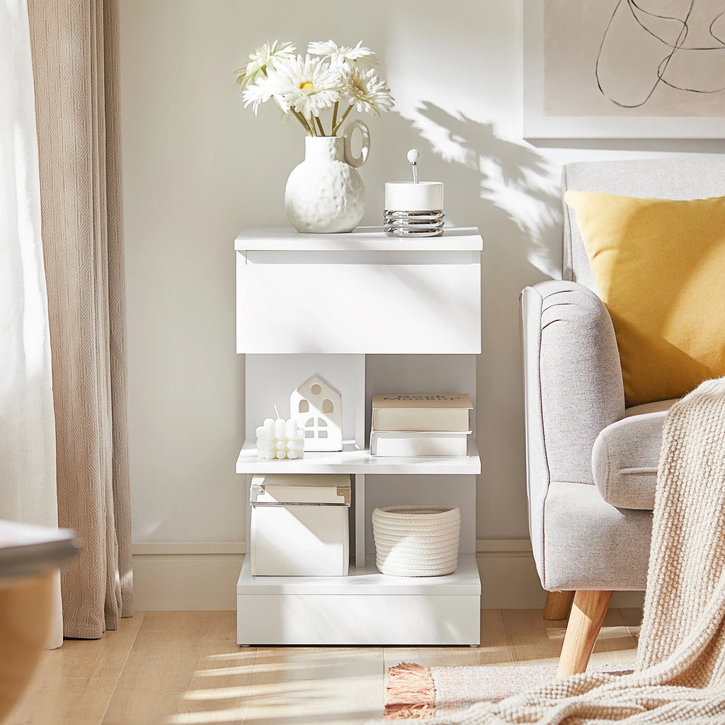 Table de chevet moderne et originale avec 1 tiroir - 39x65x39cm -