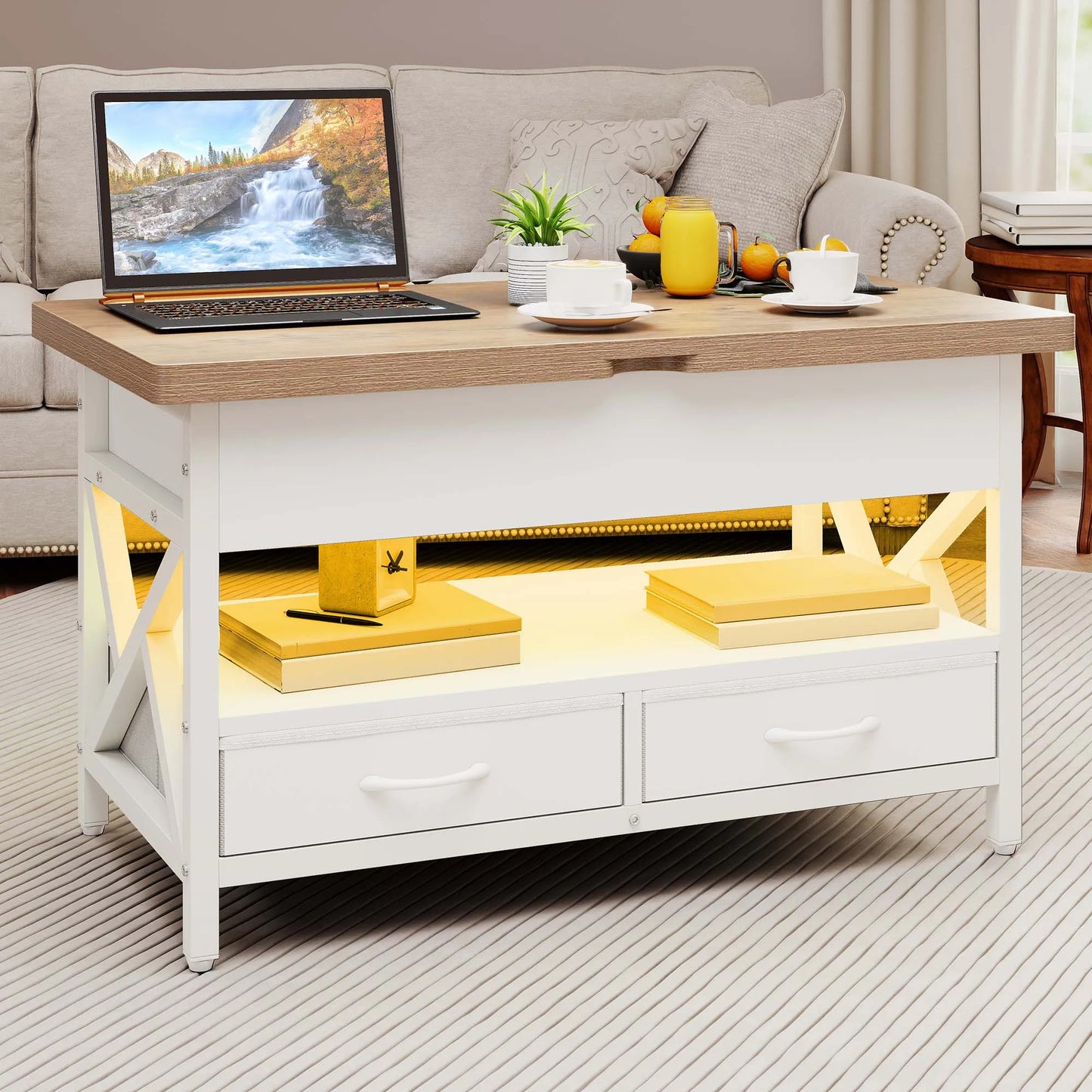 Table basse relevable balconera 90×50×51.5cm -