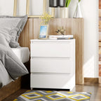 Table de nuit blanche getone avec 3 tiroirs -