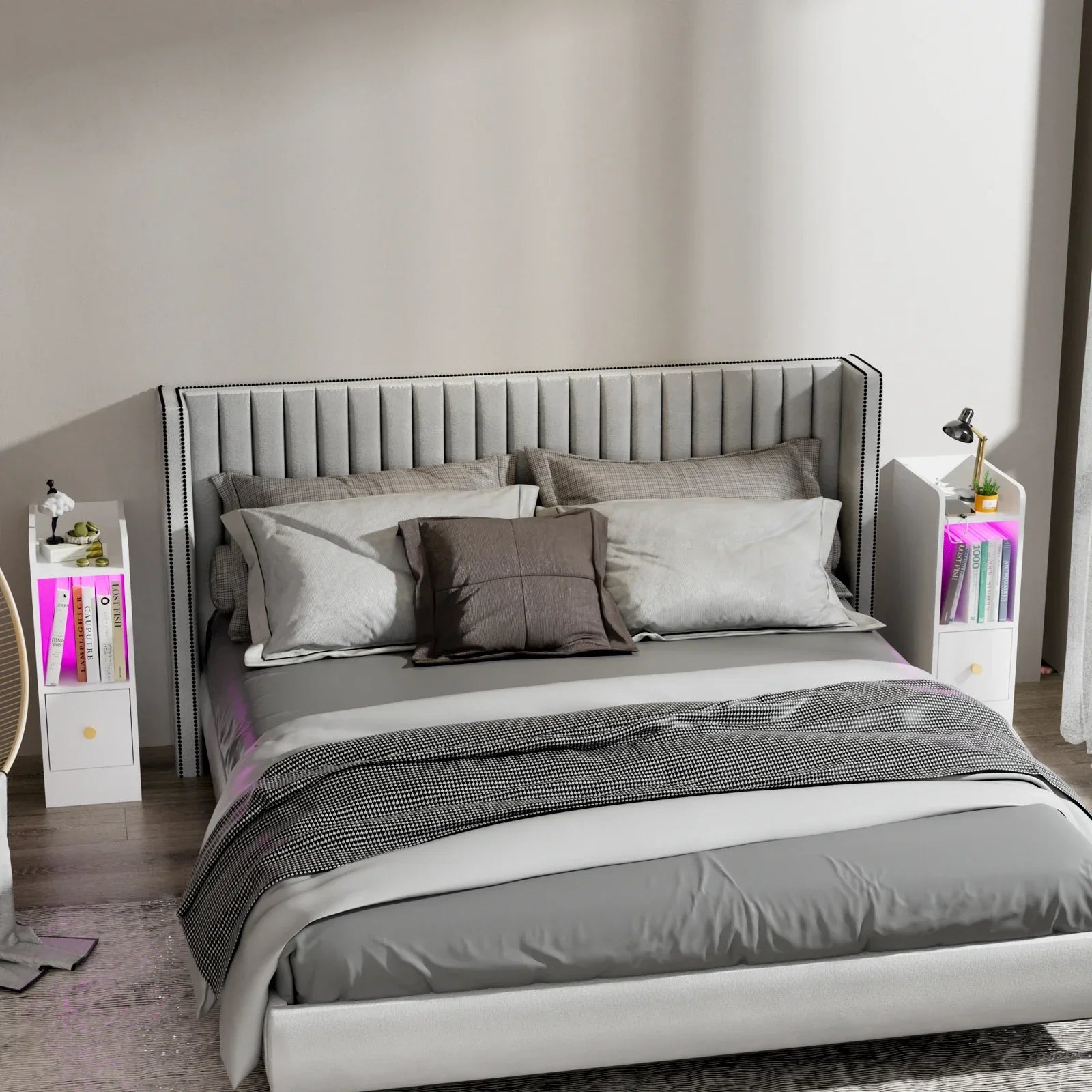 Table de chevet originale pas cher étroite avec LED -