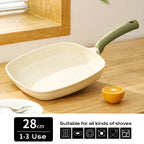 Poêle céramique rectangulaire non toxique - Vert 28cm