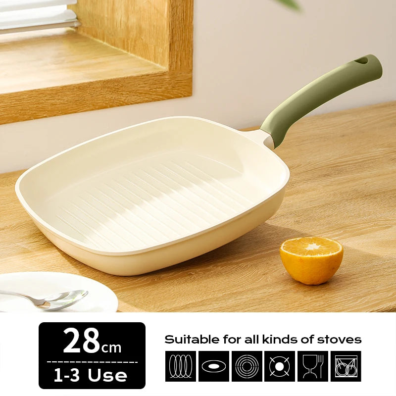 Poêle céramique rectangulaire non toxique - Vert 28cm