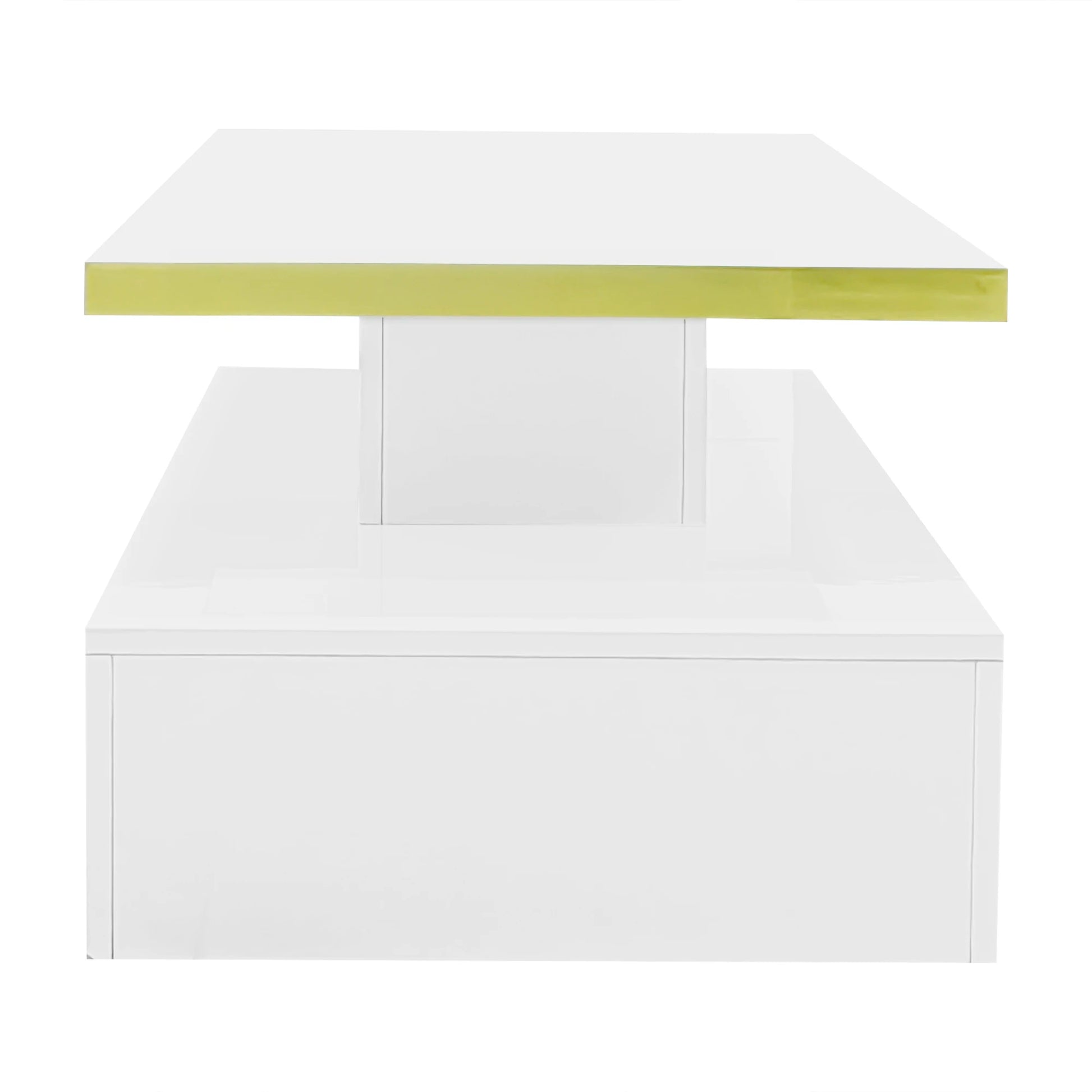 Table basse rectangulaire moderne et brillante avec éclairage LED -