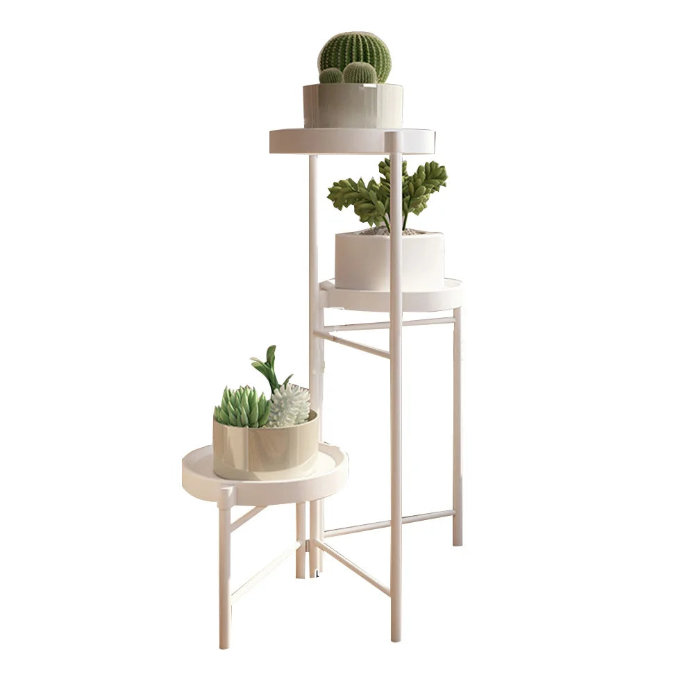 Étagère plante pour terrasse et balcon - B-blanc 3 niveaux Étagère plante