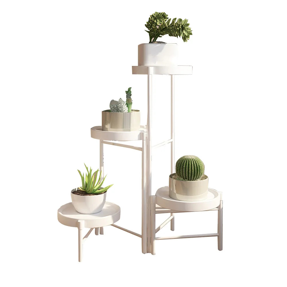 Étagère plante pour terrasse et balcon - B-blanc 4 niveaux Étagère plante