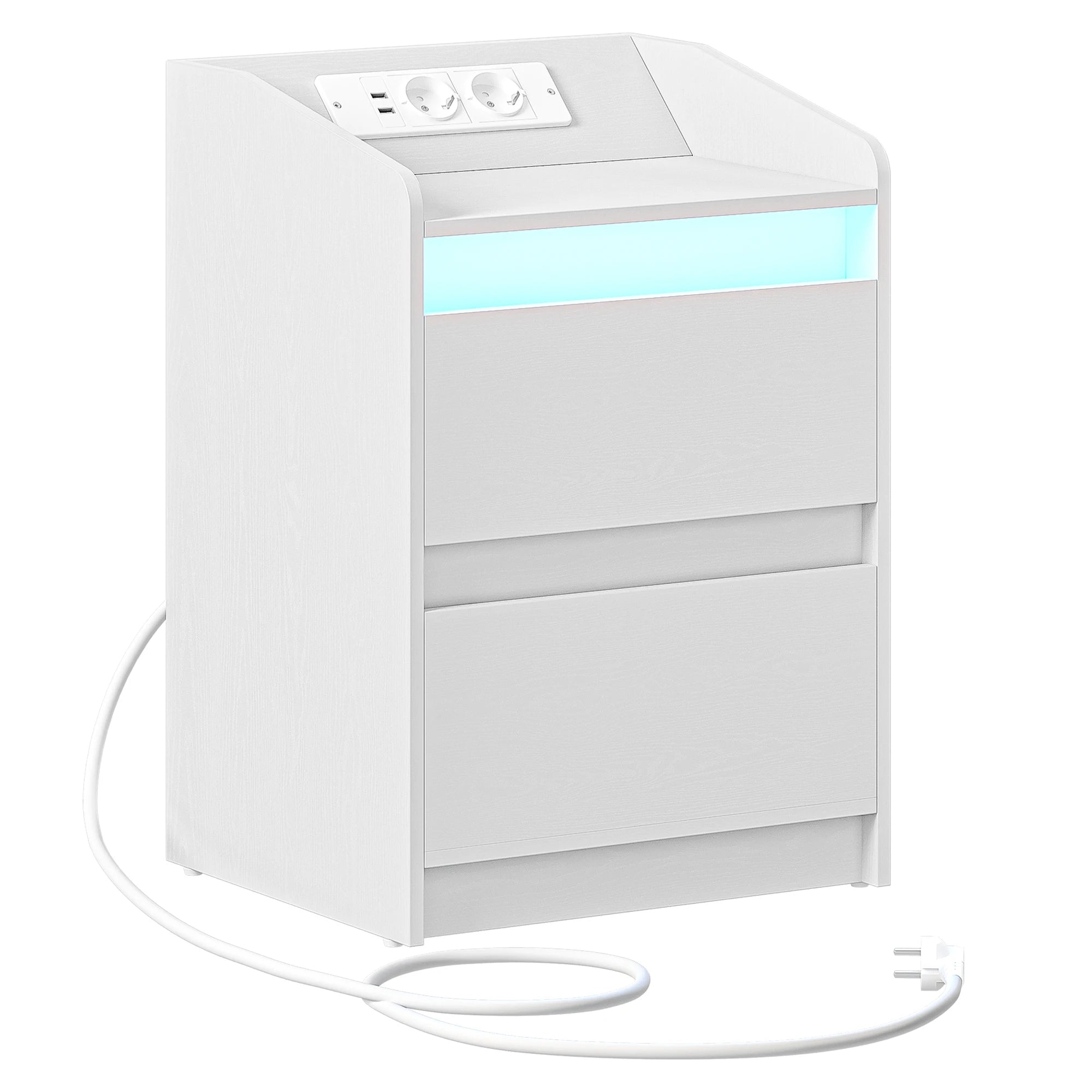 Table de chevet noir de forme géométrique avec 2 tiroirs - Blanc Table de chevet