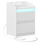 Table de nuit d'appoint élégant avec multiprise - Blanc Table de nuit