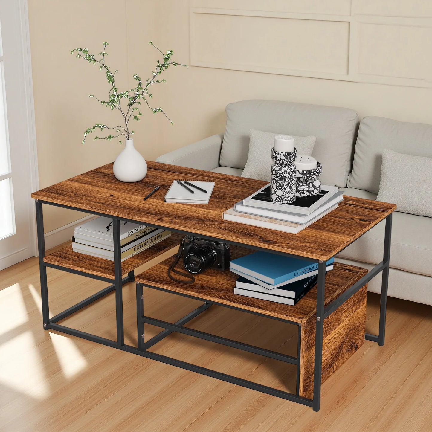 Table basse minimaliste pieds en métal -