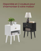 Table de nuit simple noir en bois -
