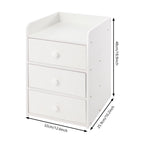 Mini Table de nuit avec poignée et 3 tiroirs - Blanc Table de nuit