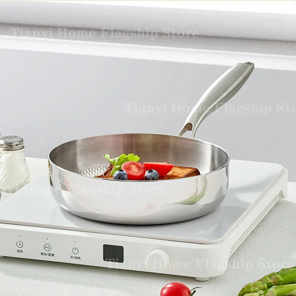 Wok poêle en inox solide -