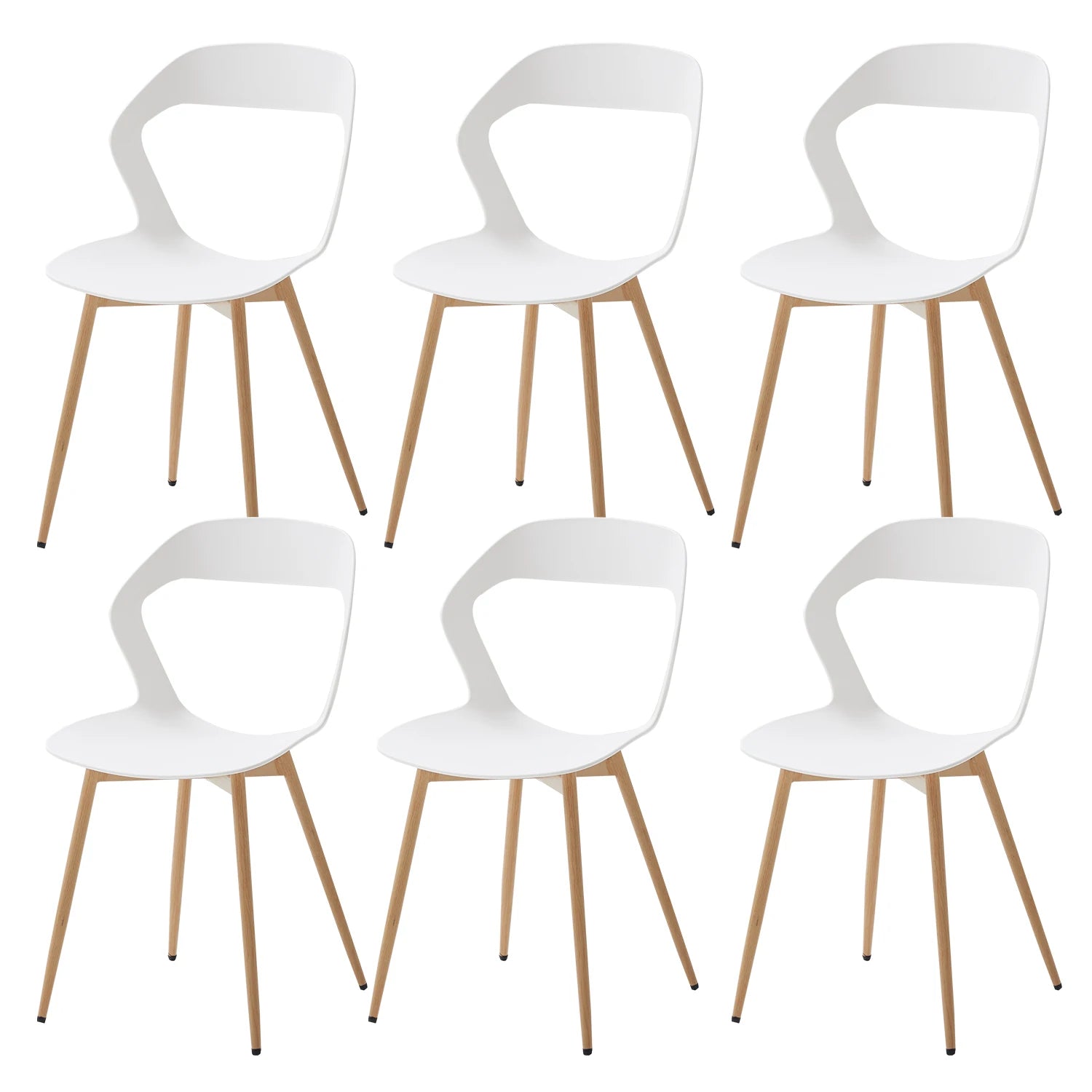 Chaise salle à manger lot de 6 ensembles en plastique moderne - Blanc Chaise salle à manger