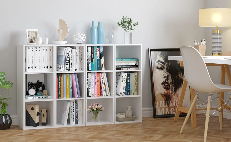 Étagère blanche 3 cube en bois 30x30x80cm -