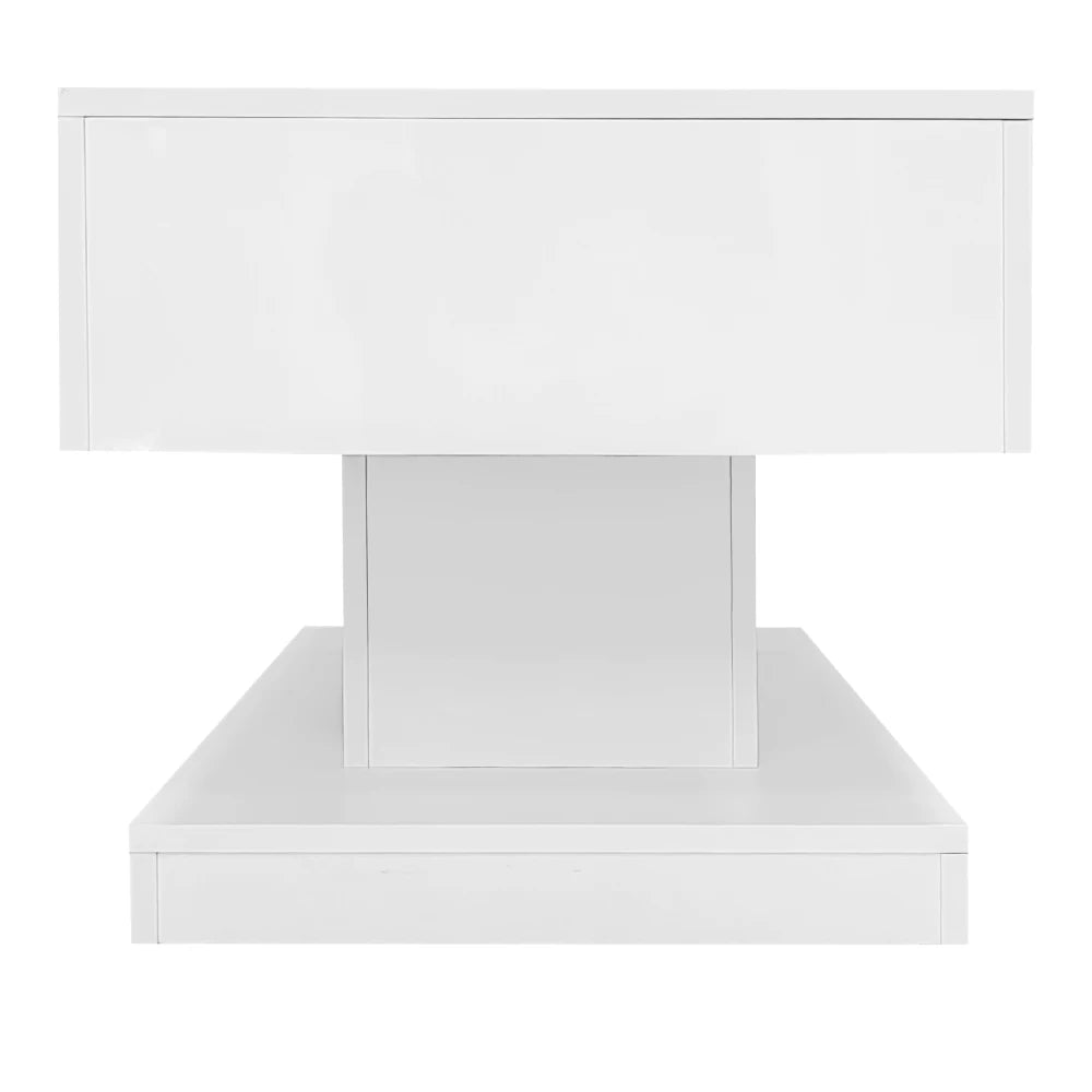 Table basse design blanc avec éclairage LED 100x50x45 Cm -