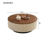 Table basse bois marron ronde de luxe - 70cm 2