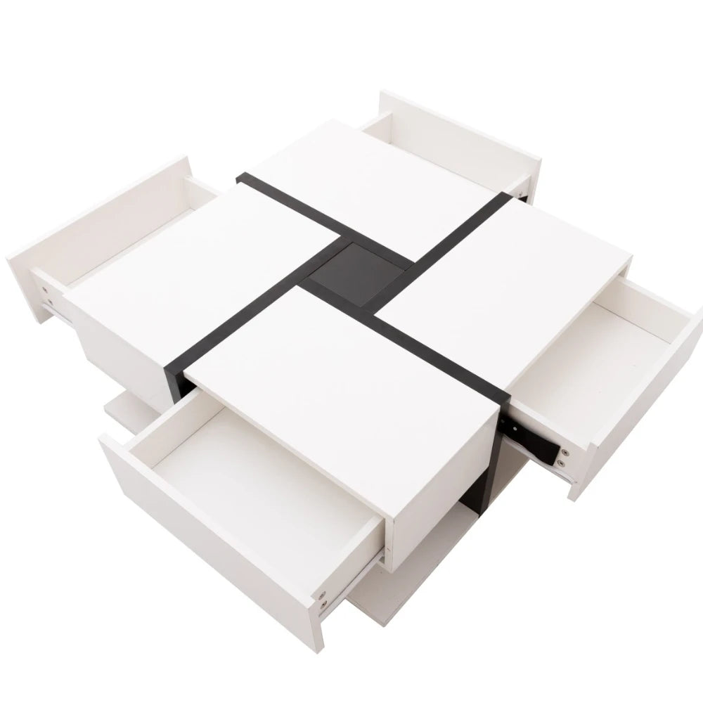 Table basse moderne géométrique blanche 78×78×36 cm -