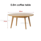 Table basse bois massif ronde de taille moyenne - 0.8m café table