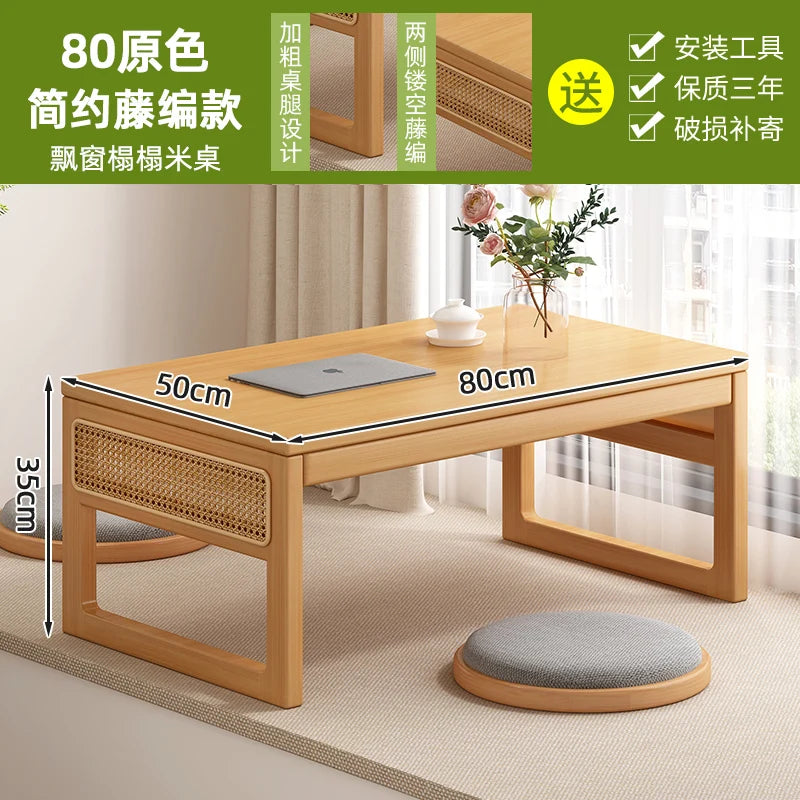 Table basse bureau japonais en bois naturel - 80 - couleur primaire