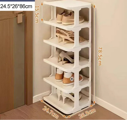 Meuble à chaussure d'entrée en forme de cube simple - Blanc 6 couches