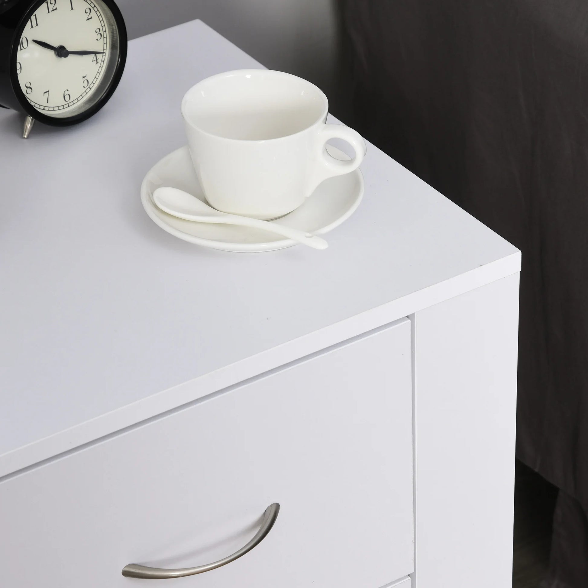 Table de nuit blanc et bois élégant 48X39X54 cm -