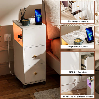 Table de chevet connecté avec station de charge et bande lumineuse Bluetooth -