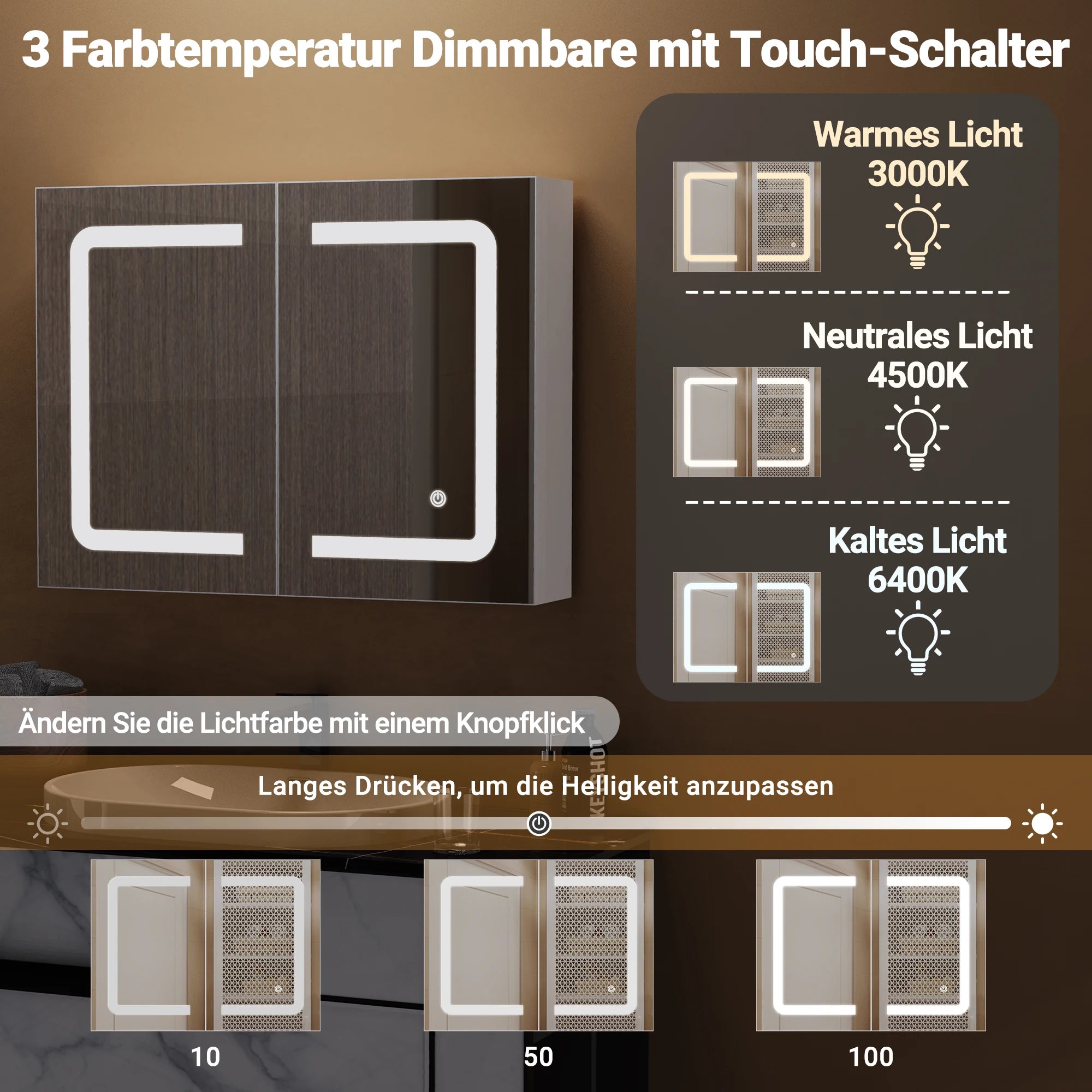 Petit meuble salle de bain mural à led -