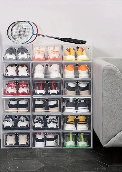 Meuble à chaussure de style boite en plastique transparente -