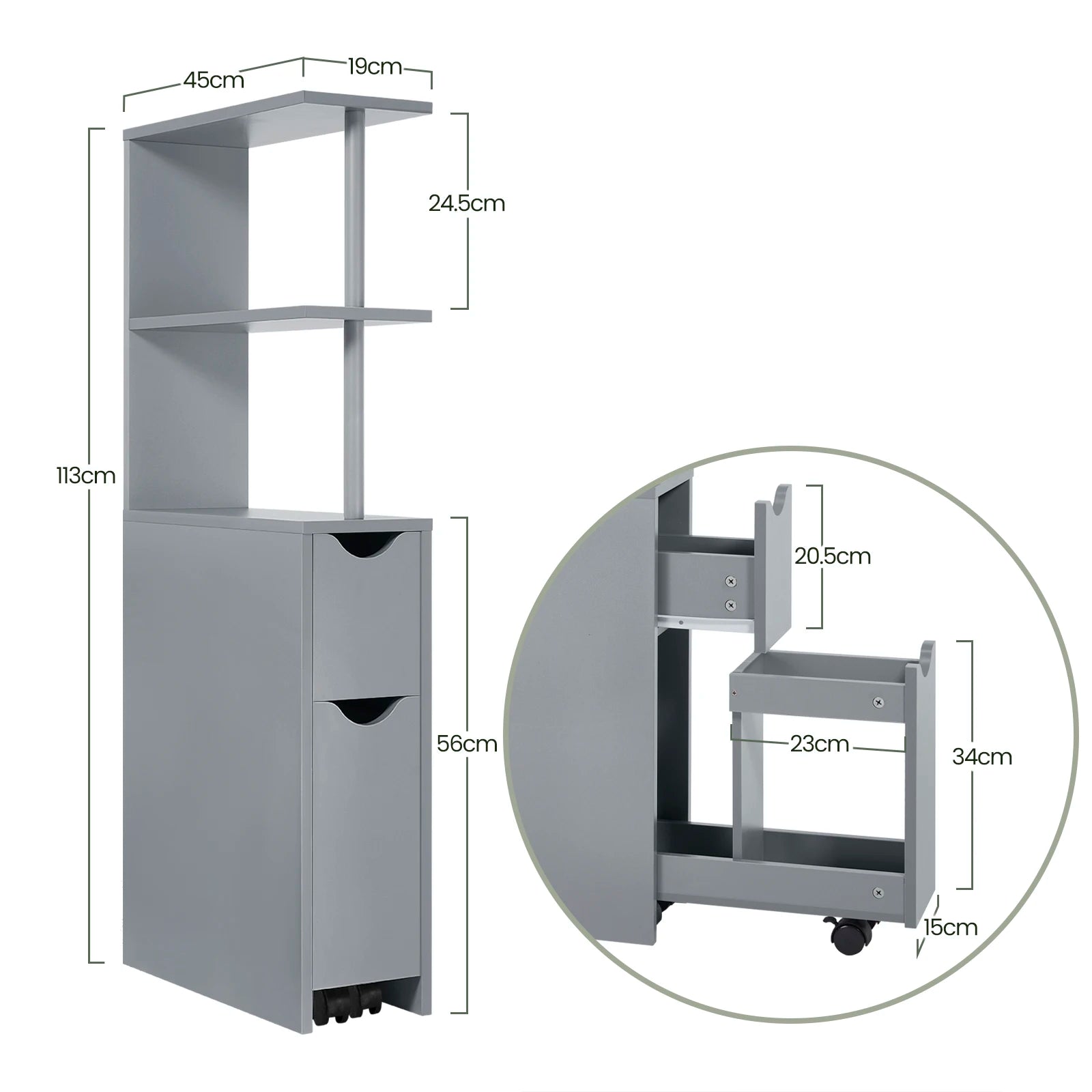 Meuble de rangement niche étroite de salle de bain -