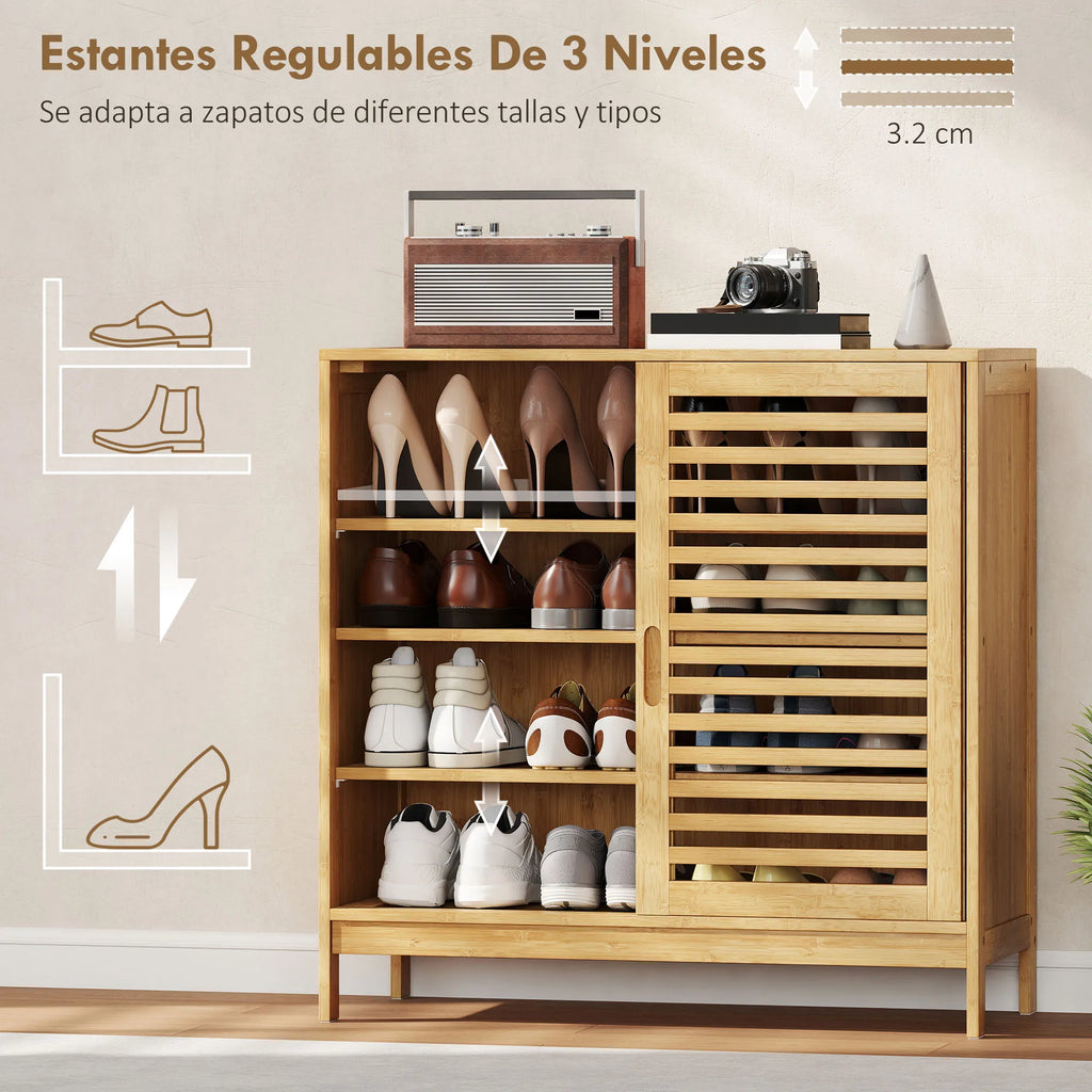 Meuble à chaussure couleur naturelle pour 16 pairs de chaussures 80X35X80 cm -