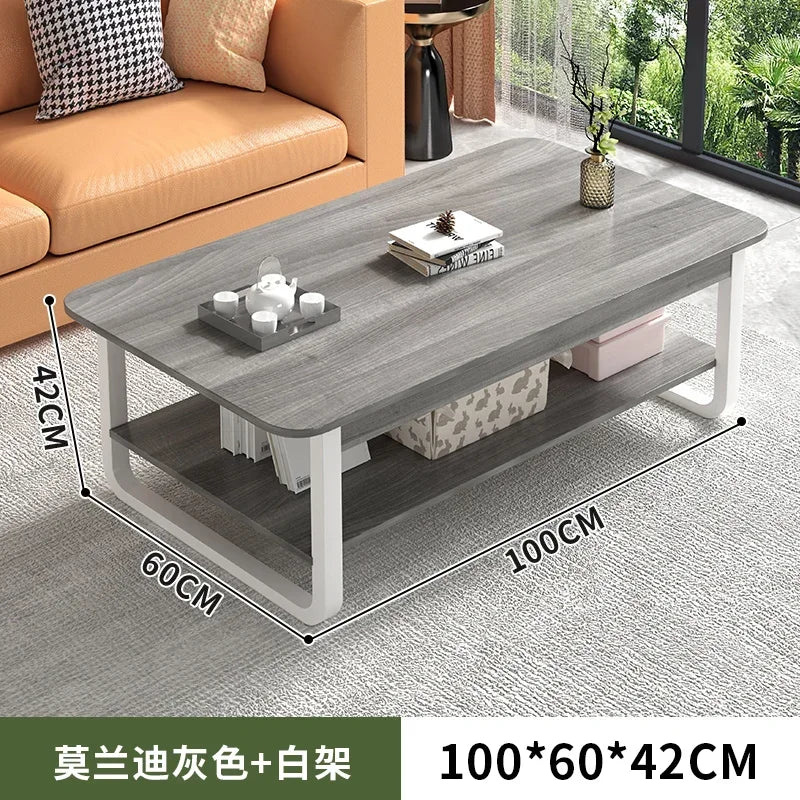 Table basse bois blanc en forme de rectangle - 100cm 3