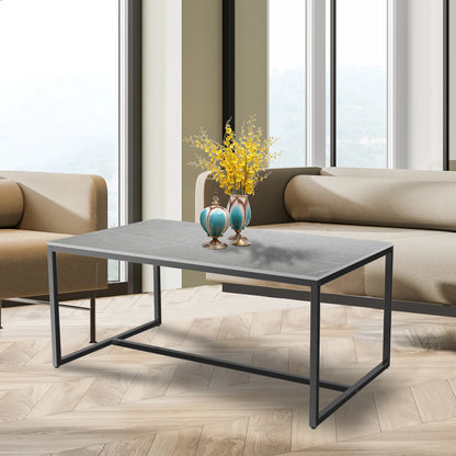Table basse marbre et acier simple - Gris Table basse