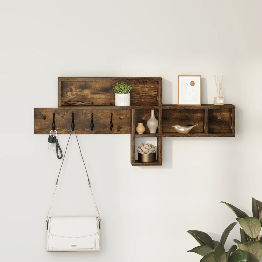 étagère murale bois naturel 100 x 12 x 43.5 cm -