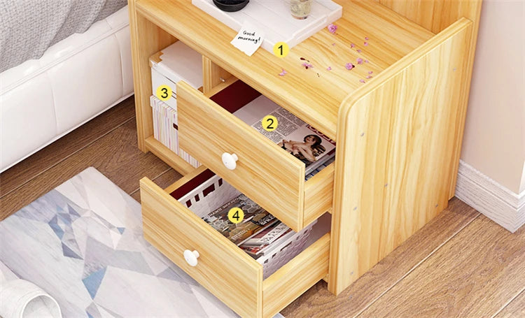 Table de nuit bibliothèque en bois -