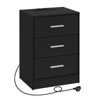 Table de chevet avec prise 3 tiroirs blanc -