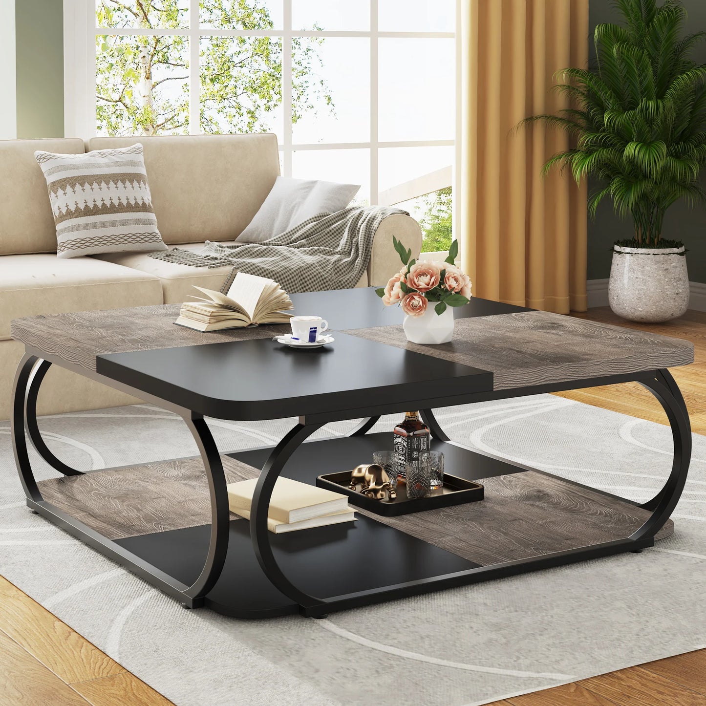 Table basse bois massif carré -