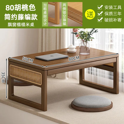 Table basse bureau japonais en bois naturel - 80 Noyer