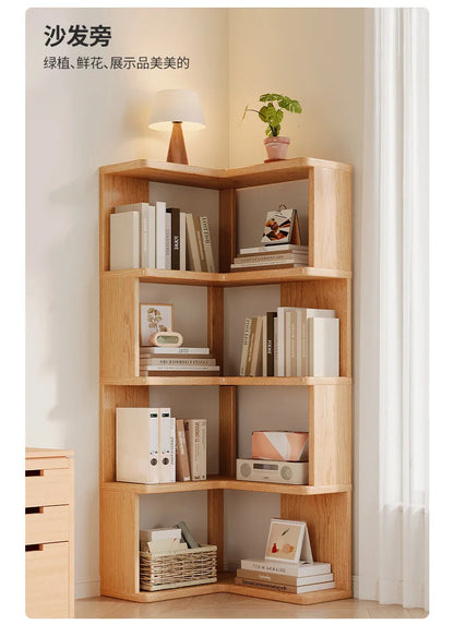 Étagère livre d'angle en bois massif moderne -