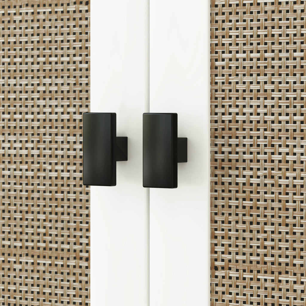 Meuble WC avec façade en rotin blanc -