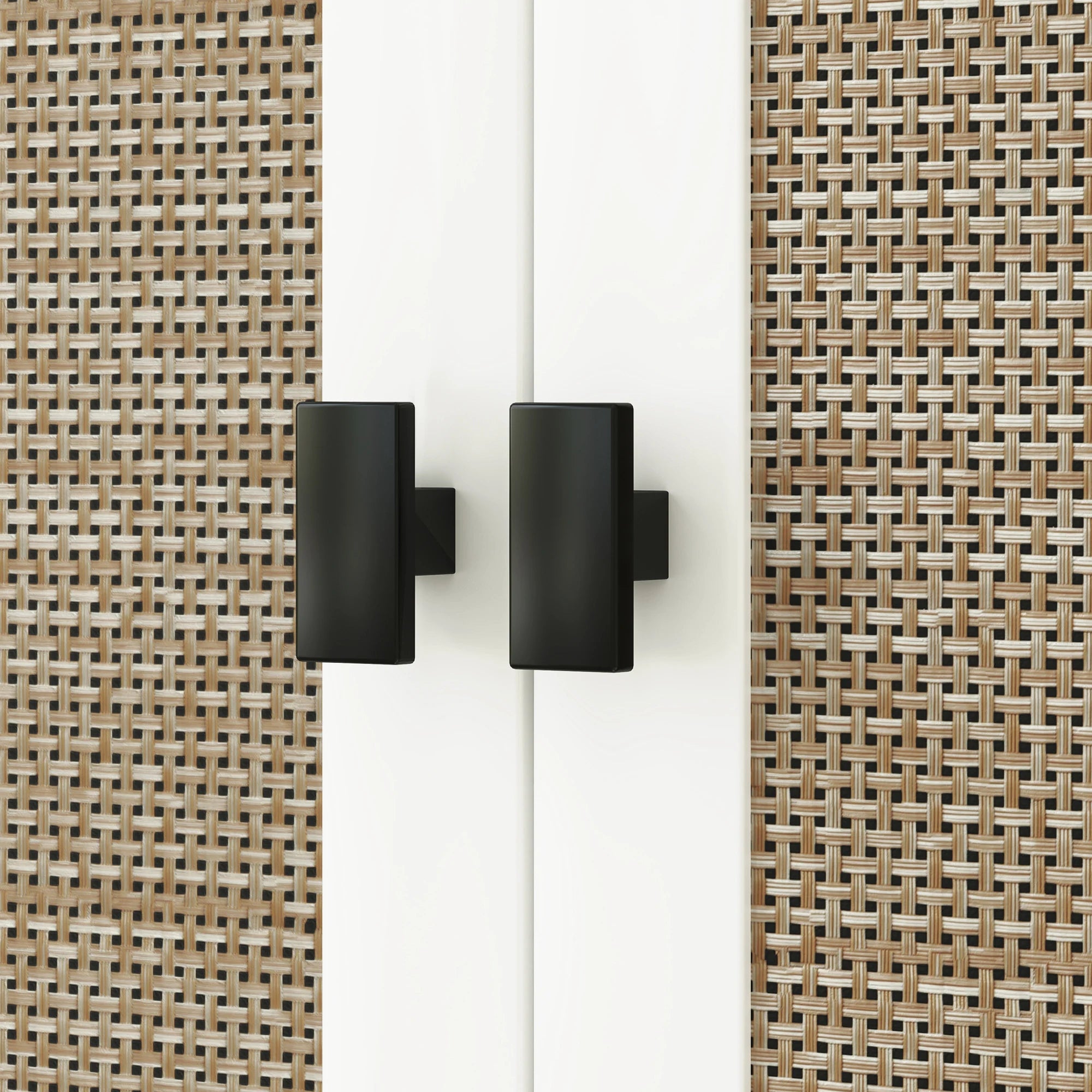 Meuble WC avec façade en rotin blanc -