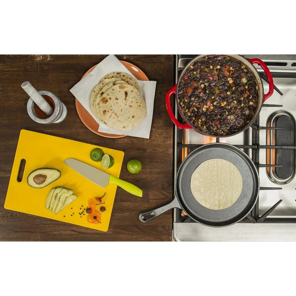 Poêle en fonte solide et plat -