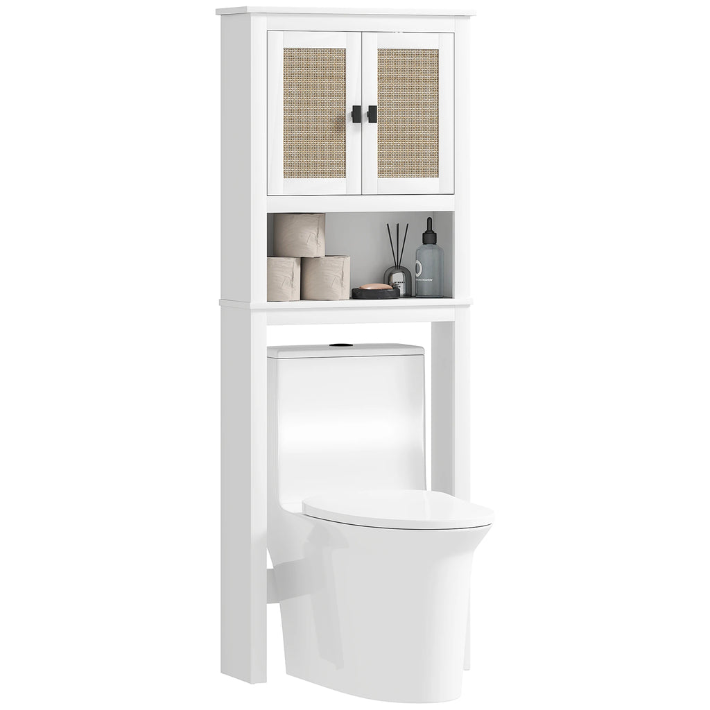 Meuble WC avec façade en rotin blanc -